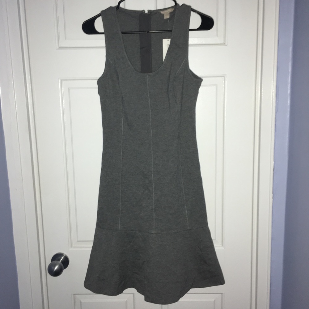 Banana Republic gray ruffle bottom dress, 4 tall